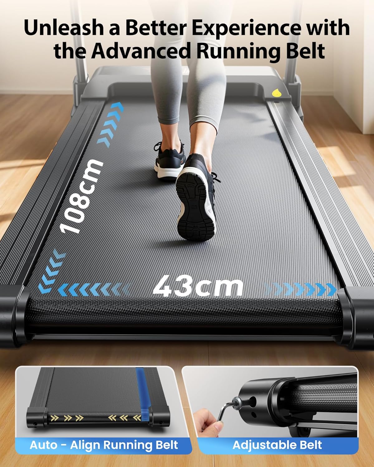 JT61 Treadmill for Home 15 Incline No Assembly Foldable Treadmill
