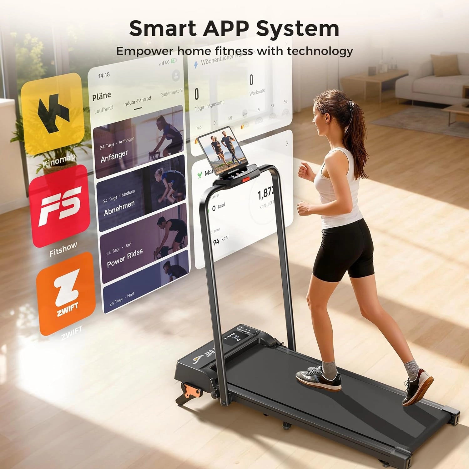 2-in-1 Folding Under Desk Treadmill with Handle