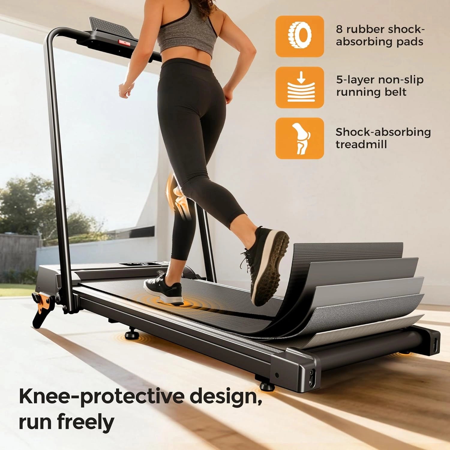 JT52 Foldable Treadmill 9 Incline Handle Under Desk Treadmill