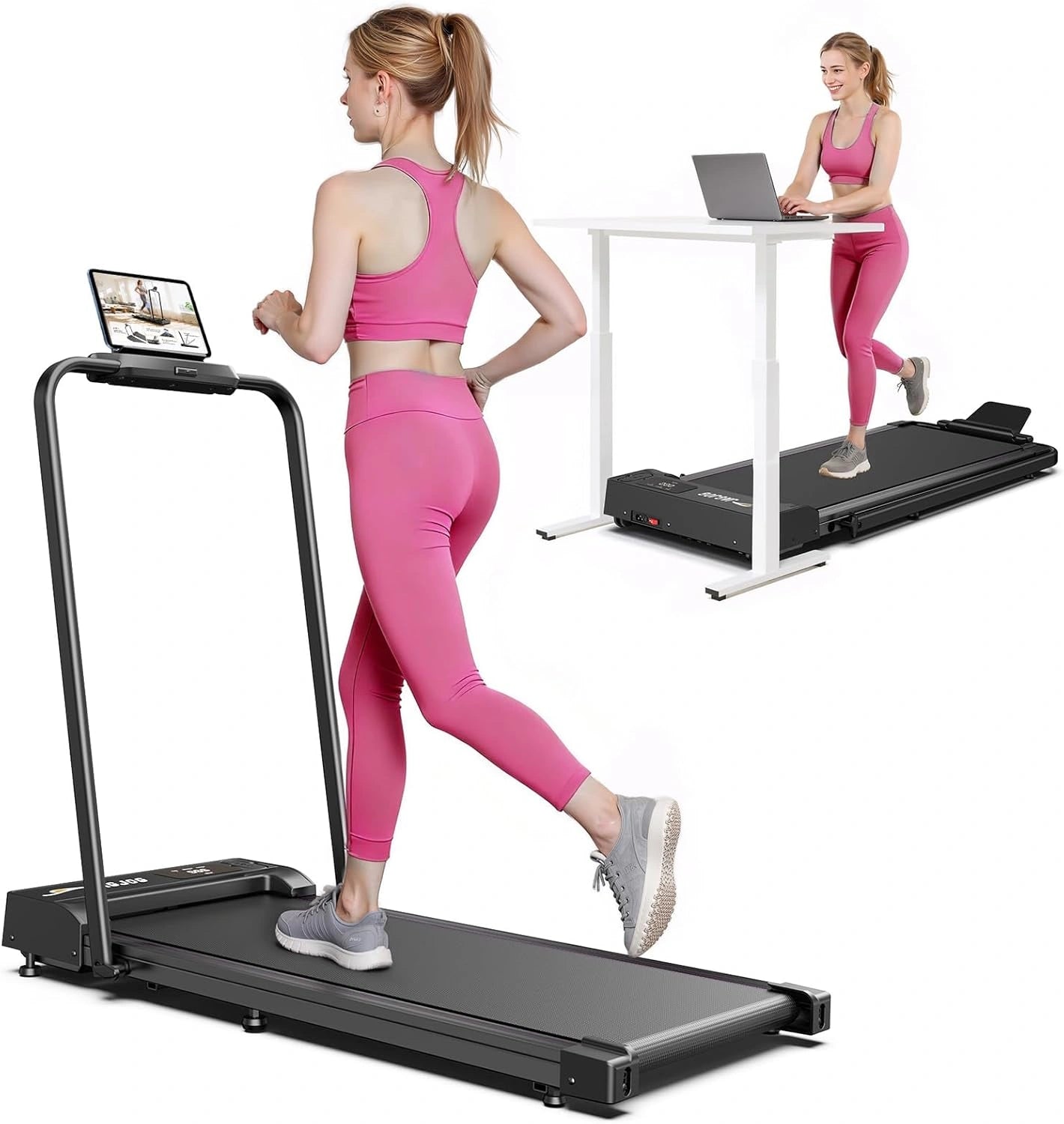2 1 Folding Walking Pad Treadmill Handle