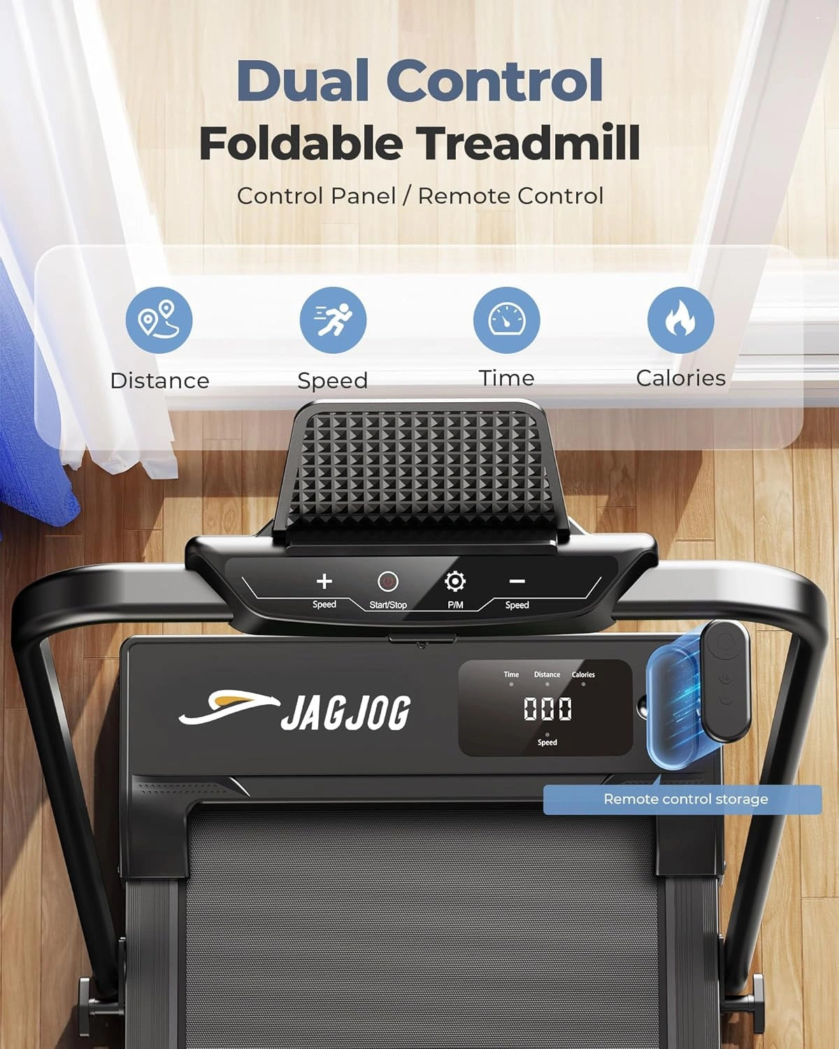 2-in-1 Folding Walking Pad Treadmill with Handle