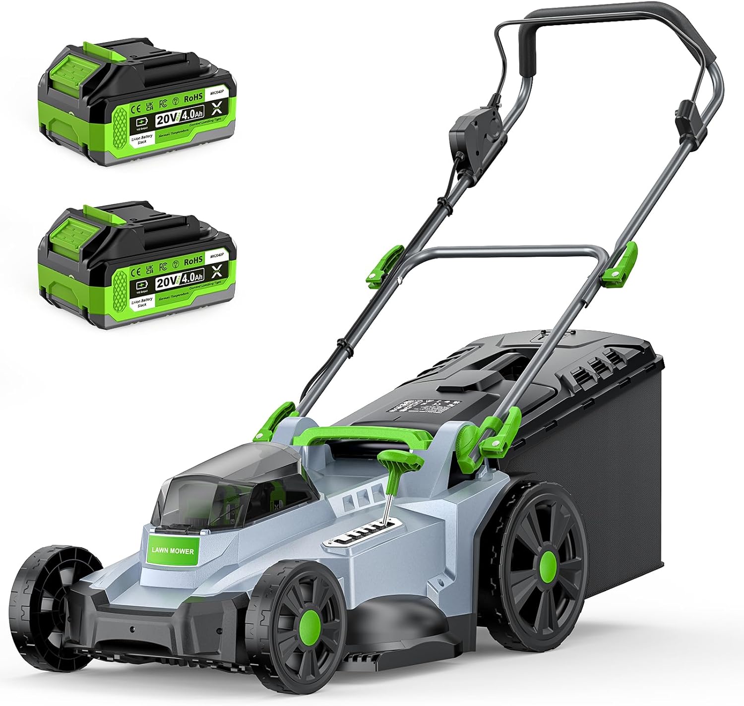 M17 Cordless Lawn Mower 43cm Cut Brushless Motor 2 Batteries