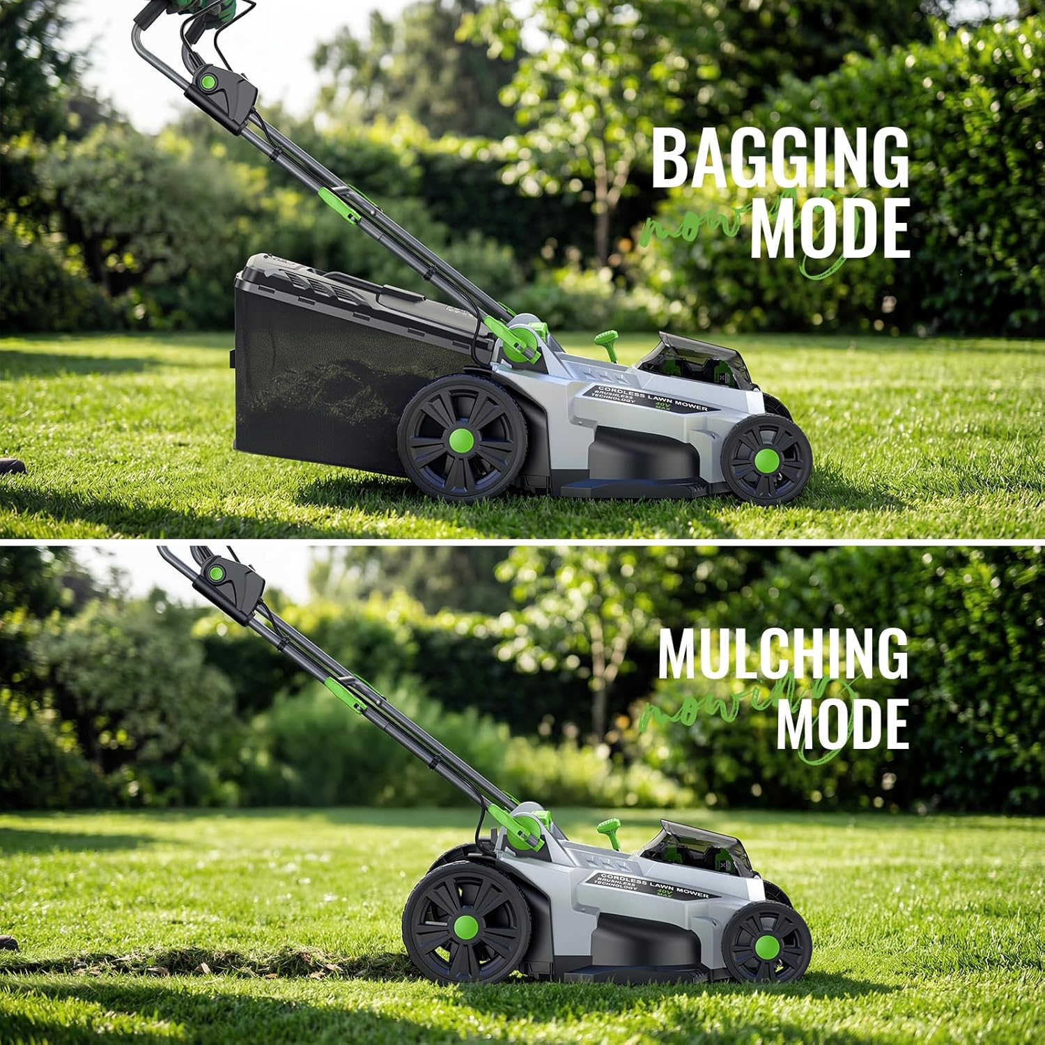 M17 Cordless Lawn Mower with 43cm Cut, Brushless Motor and 2 Batteries