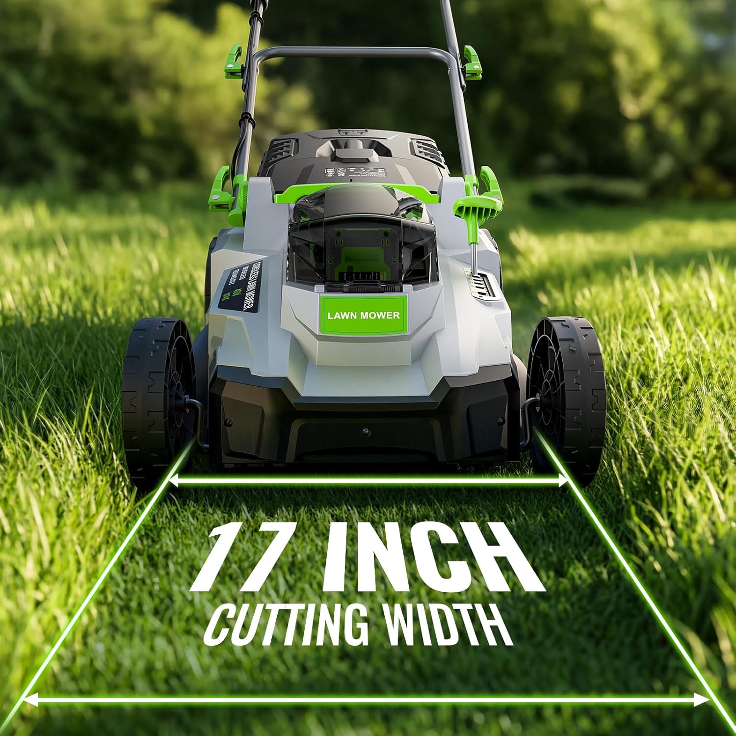 M17 Cordless Lawn Mower with 43cm Cut, Brushless Motor and 2 Batteries