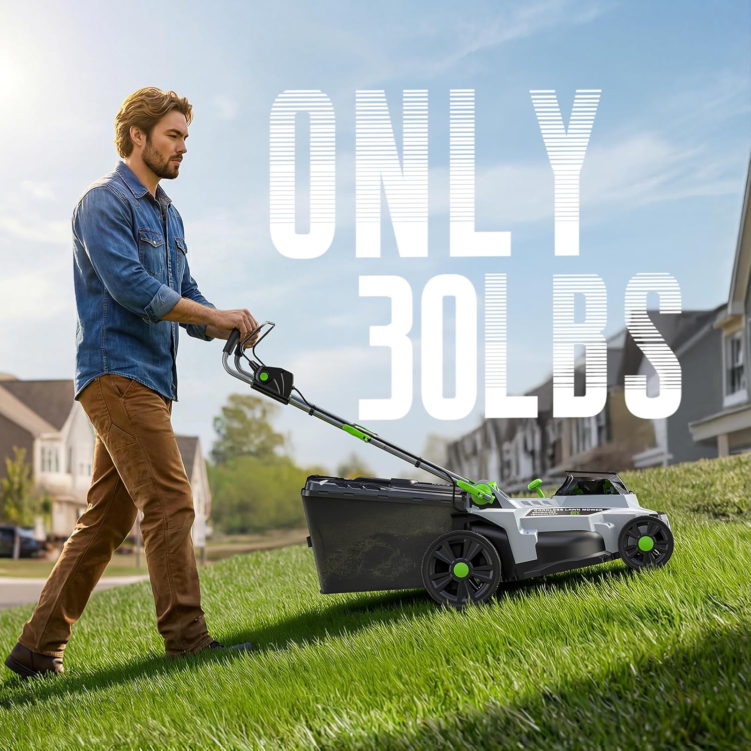 M17 Cordless Lawn Mower with 43cm Cut, Brushless Motor and 2 Batteries