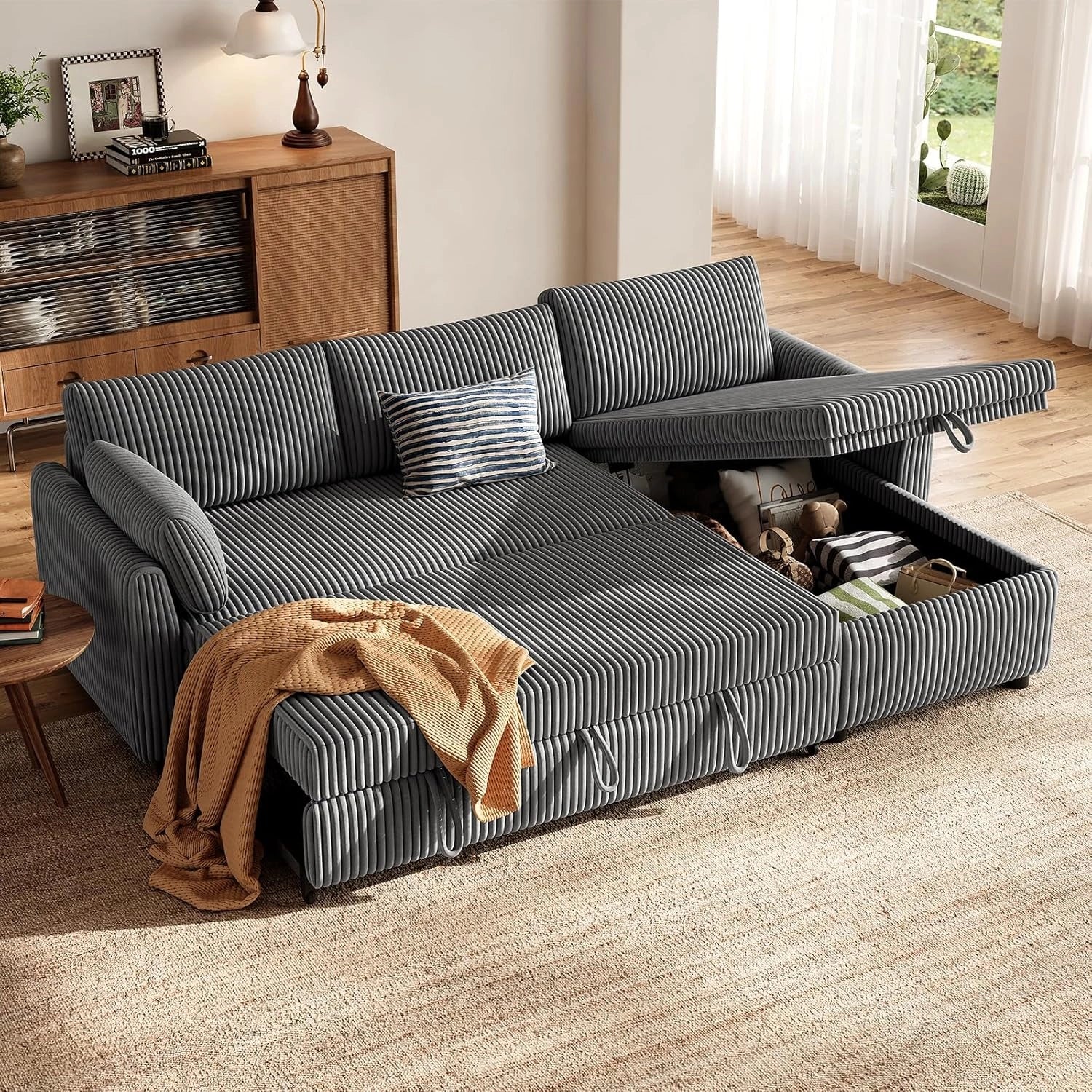 LMJSF07 Sofa Bed Reversible Storage Pull Out Corner Sofa