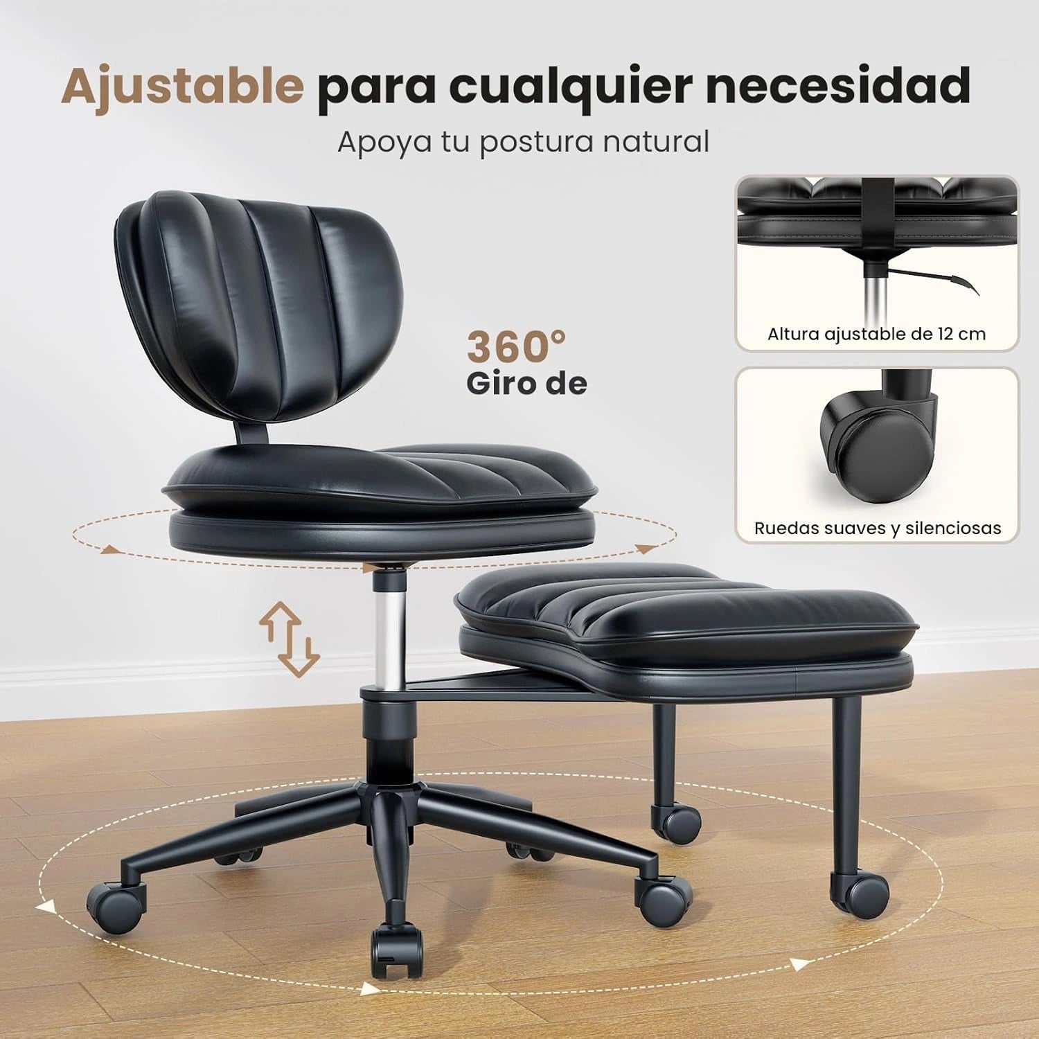 LPTYZ01 Criss Cross Office Chair Ergonomic Cloud Cross Legged Desk Chair-Black