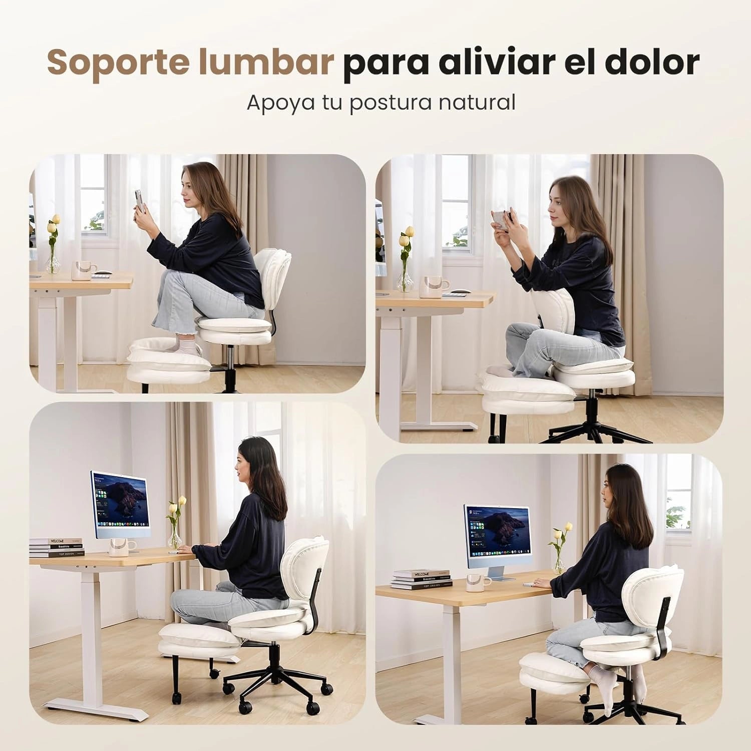 LPTYZ01 Criss Cross Office Chair Ergonomic Cloud Cross Legged Desk Chair