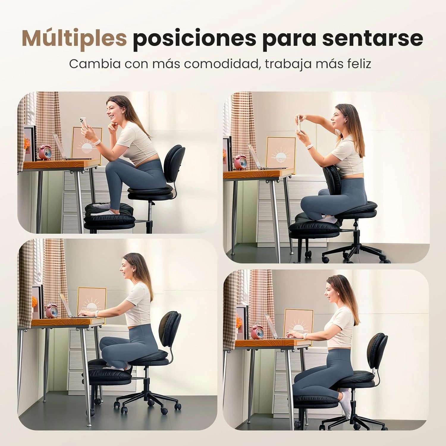 LPTYZ01 Criss Cross Office Chair Ergonomic Cloud Cross Legged Desk Chair-Black