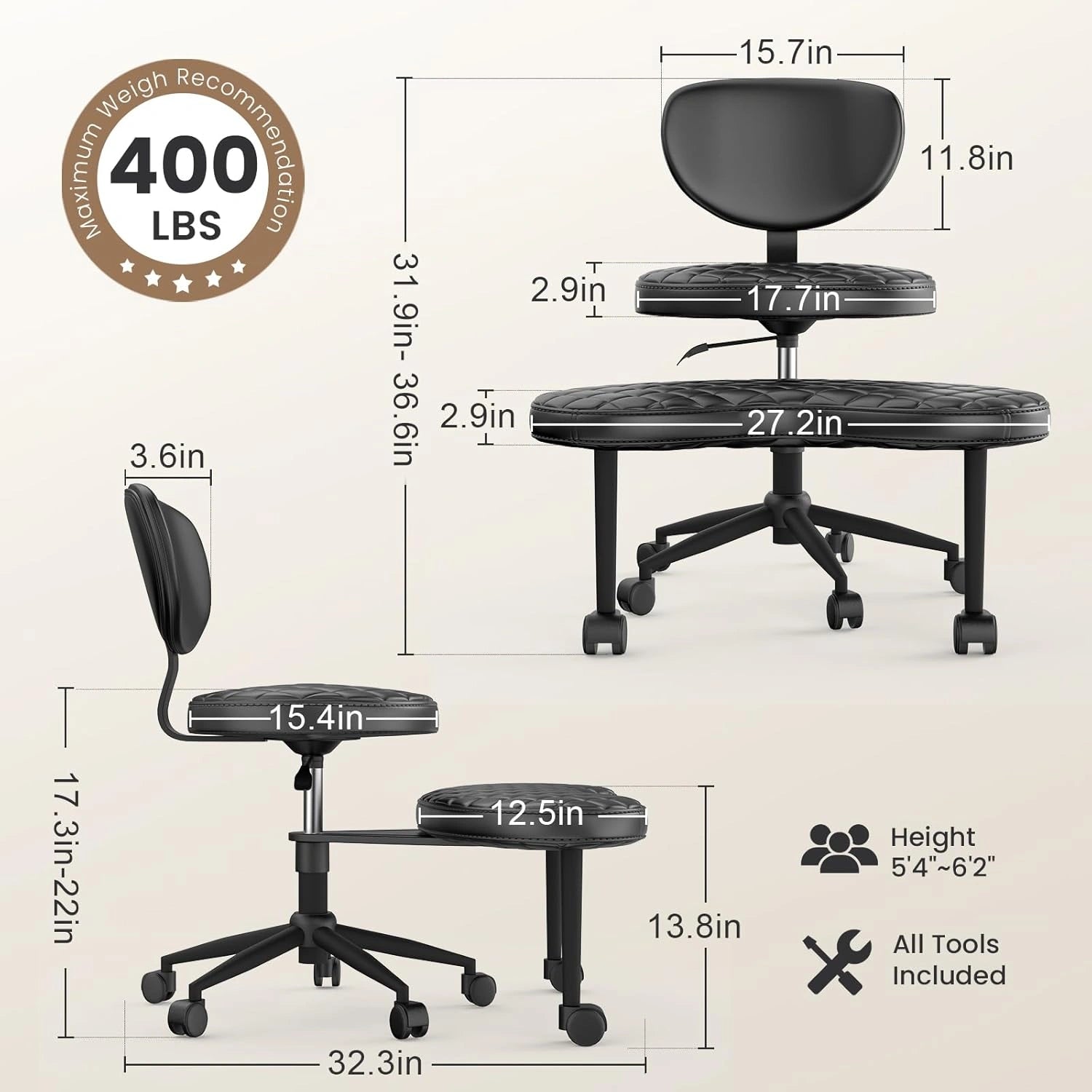 LPTYZ02 Criss Cross Chair, Ergonomic Wide Cross Legged Office Chair