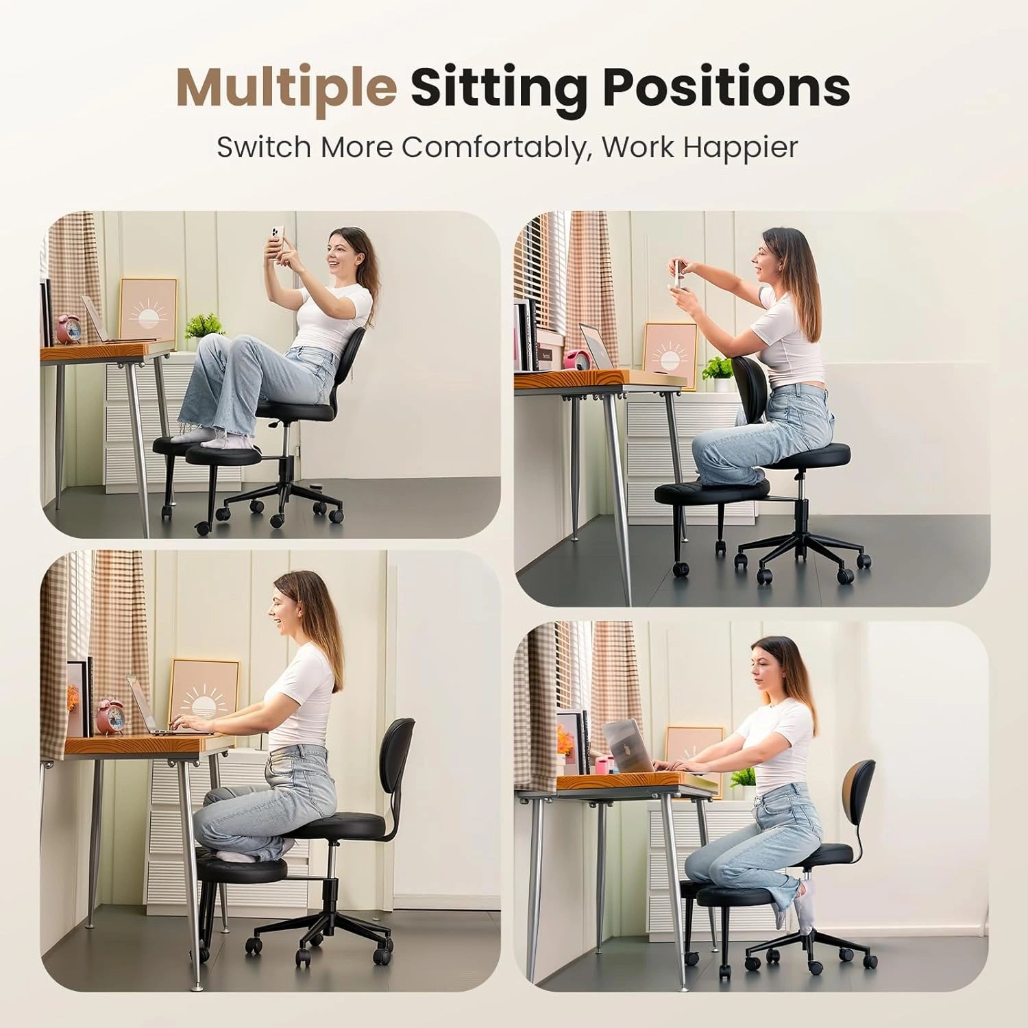 LPTYZ02 Criss Cross Chair, Ergonomic Wide Cross Legged Office Chair