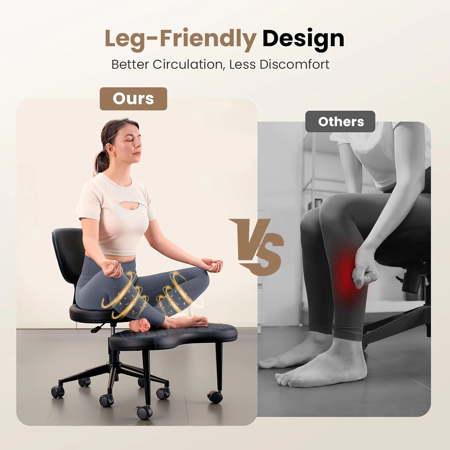 LPTYZ02 Criss Cross Chair, Ergonomic Wide Cross Legged Office Chair