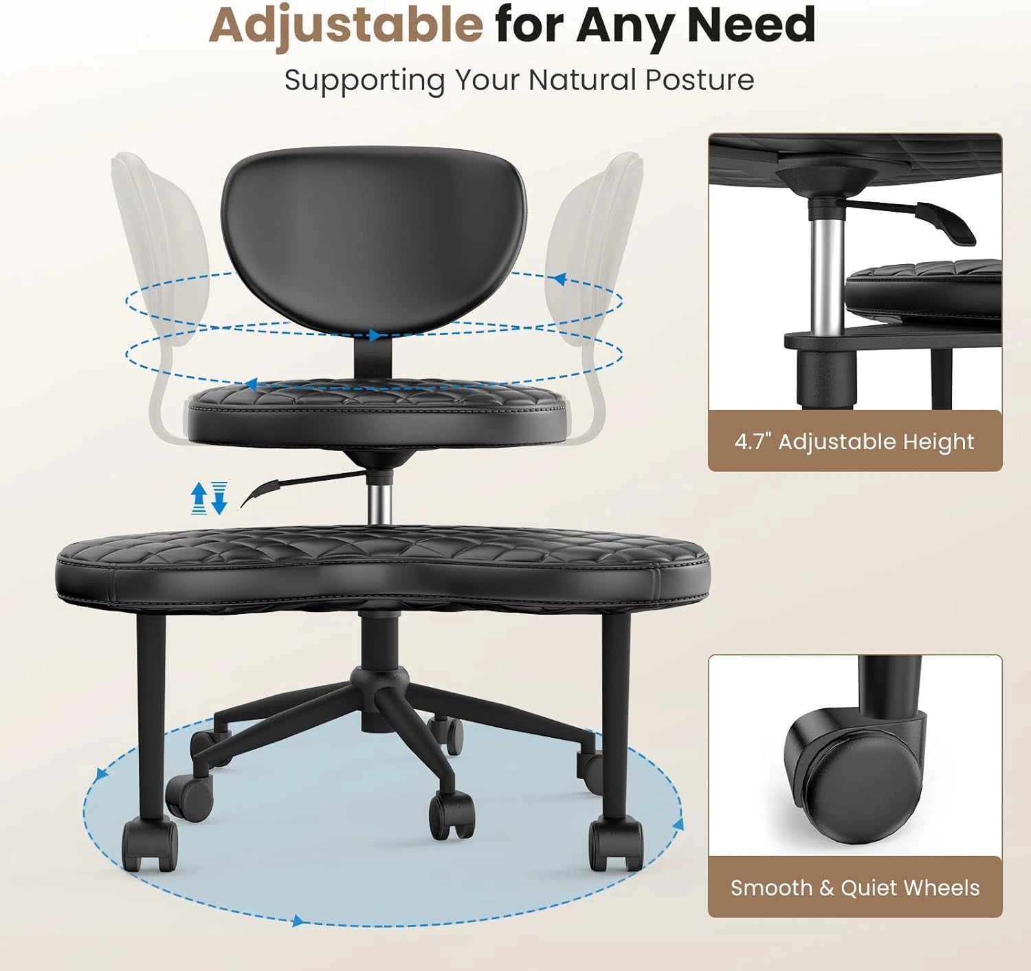 LPTYZ02 Criss Cross Chair, Ergonomic Wide Cross Legged Office Chair