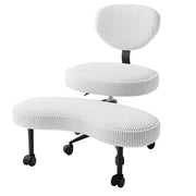LPTYZ02 Criss Cross Office Chair White Corduroy Ergonomic Cross Legged Desk Chair