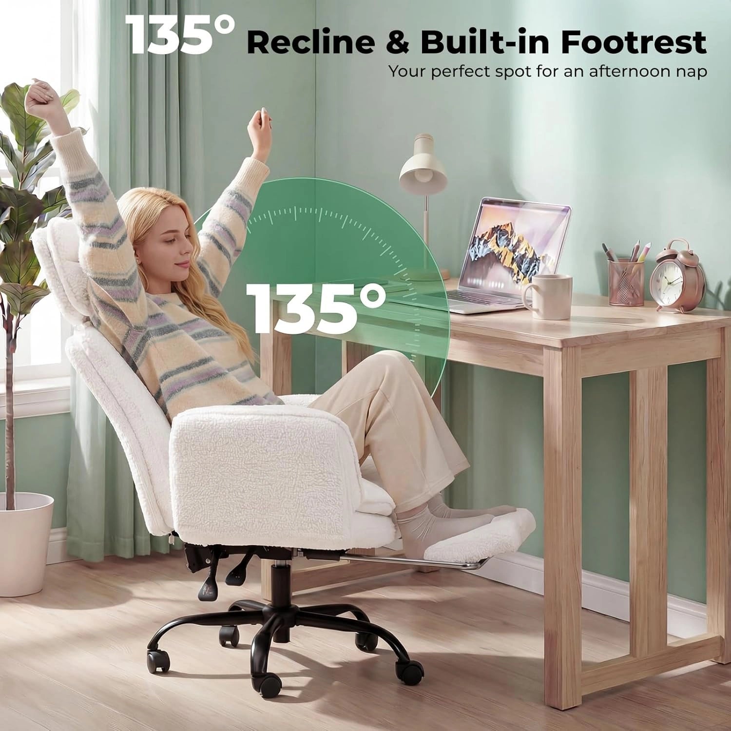 Ergonomic Wide Office Chair with Cross Arms & Footrest