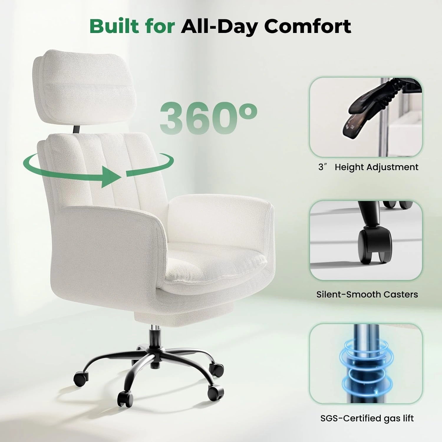 Ergonomic Wide Office Chair with Cross Arms & Footrest