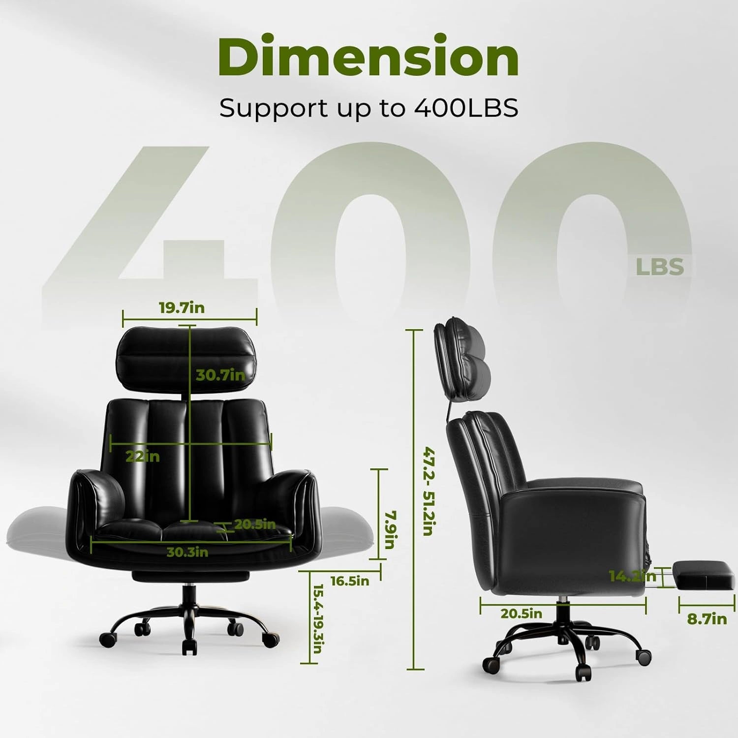 Ergonomic Wide Office Chair with Cross Arms & Footrest
