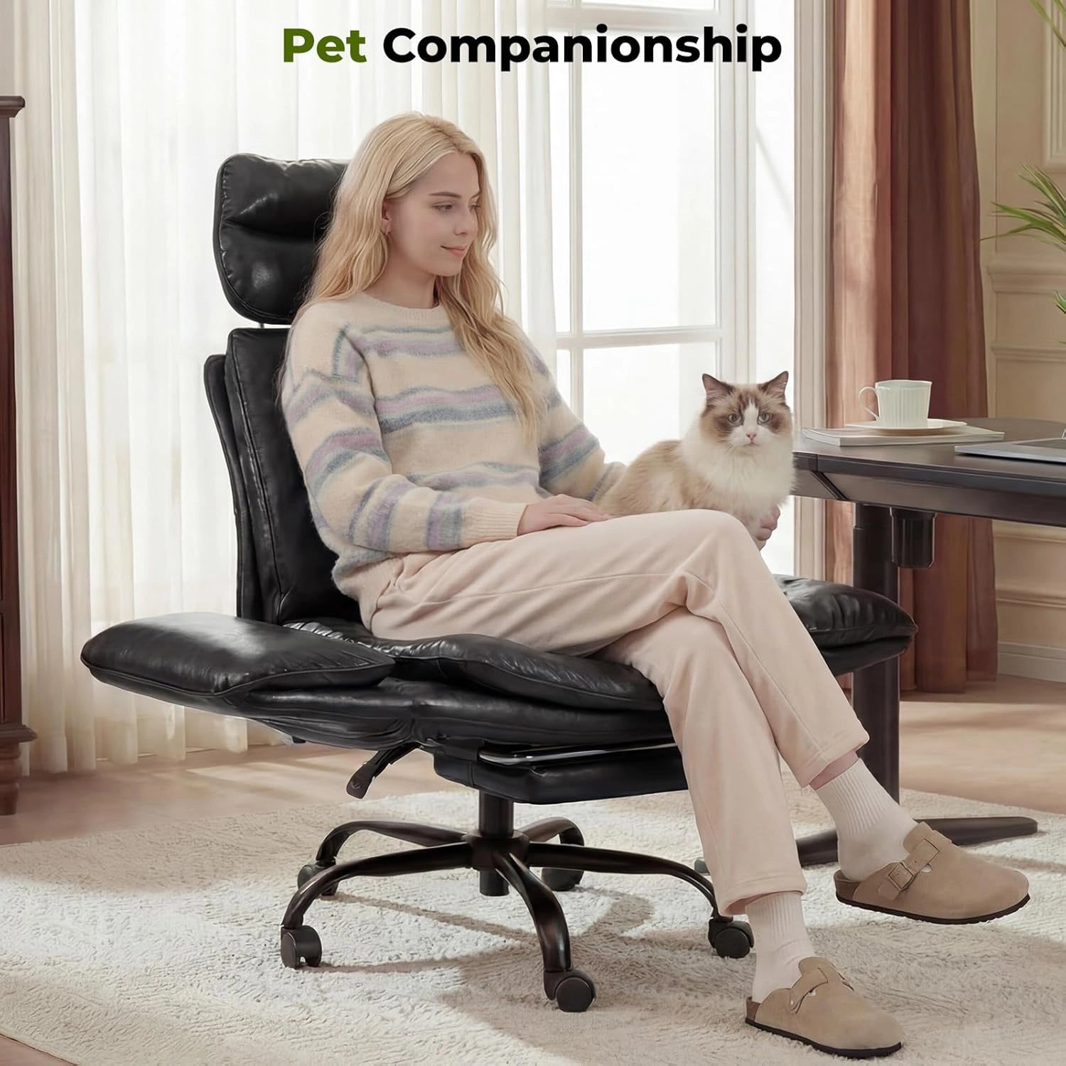 Ergonomic Wide Office Chair with Cross Arms & Footrest