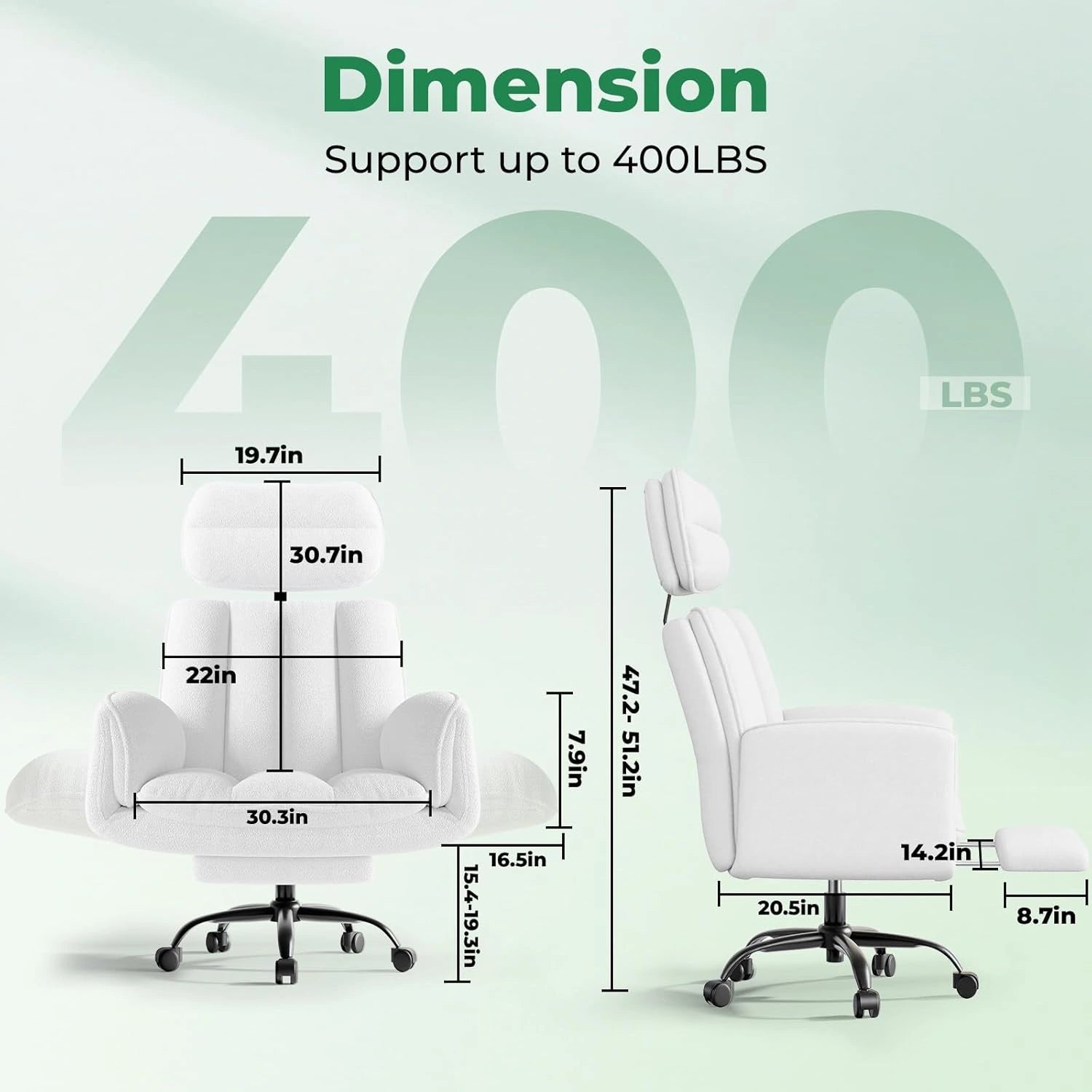 Ergonomic Wide Office Chair with Cross Arms & Footrest