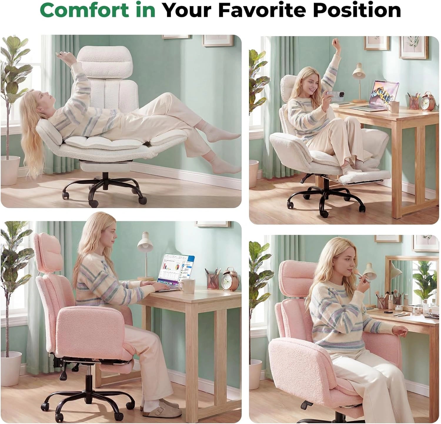 Ergonomic Wide Office Chair with Cross Arms & Footrest