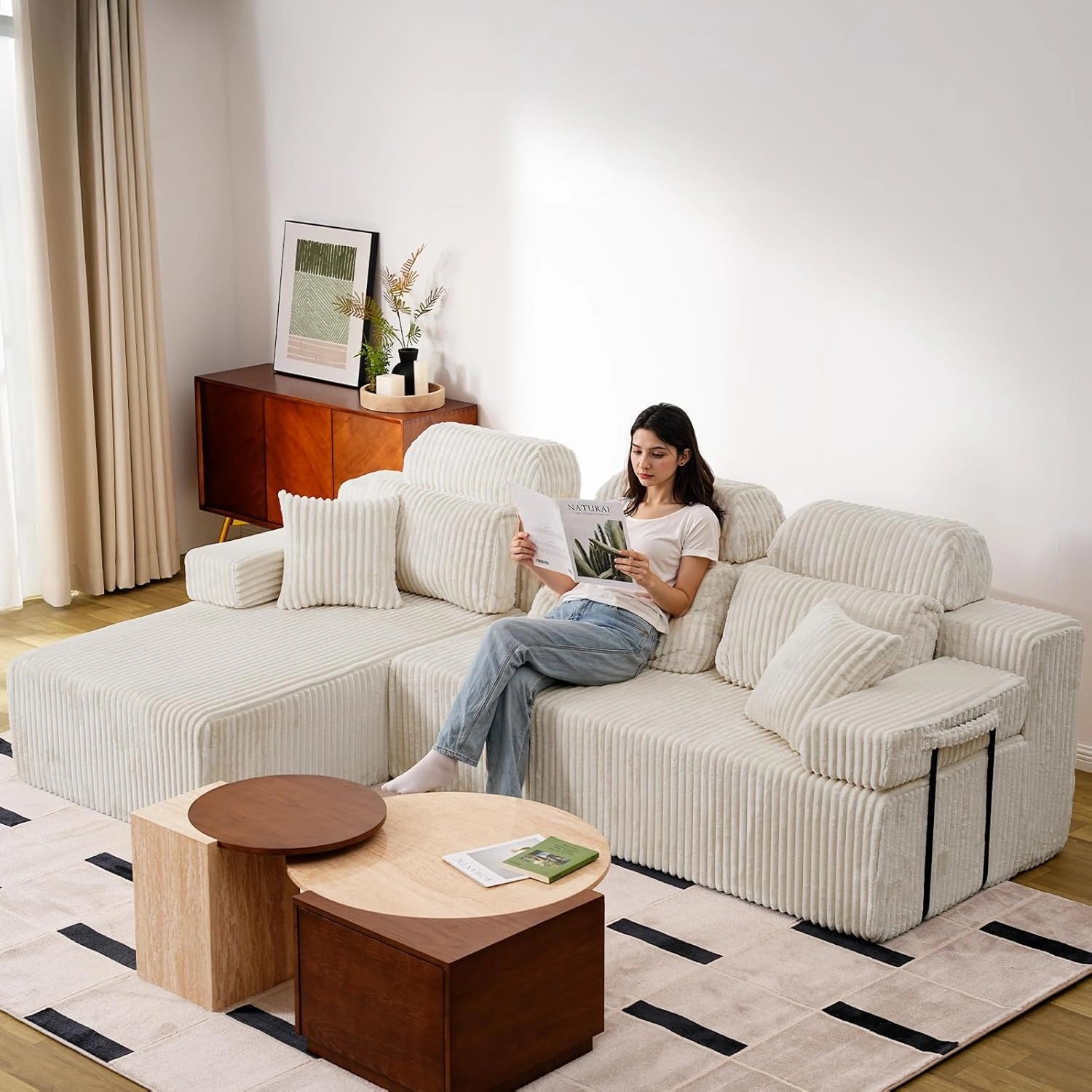 LHMSF08 Corner Sofa 270cm High Backrest L Shaped Sofa