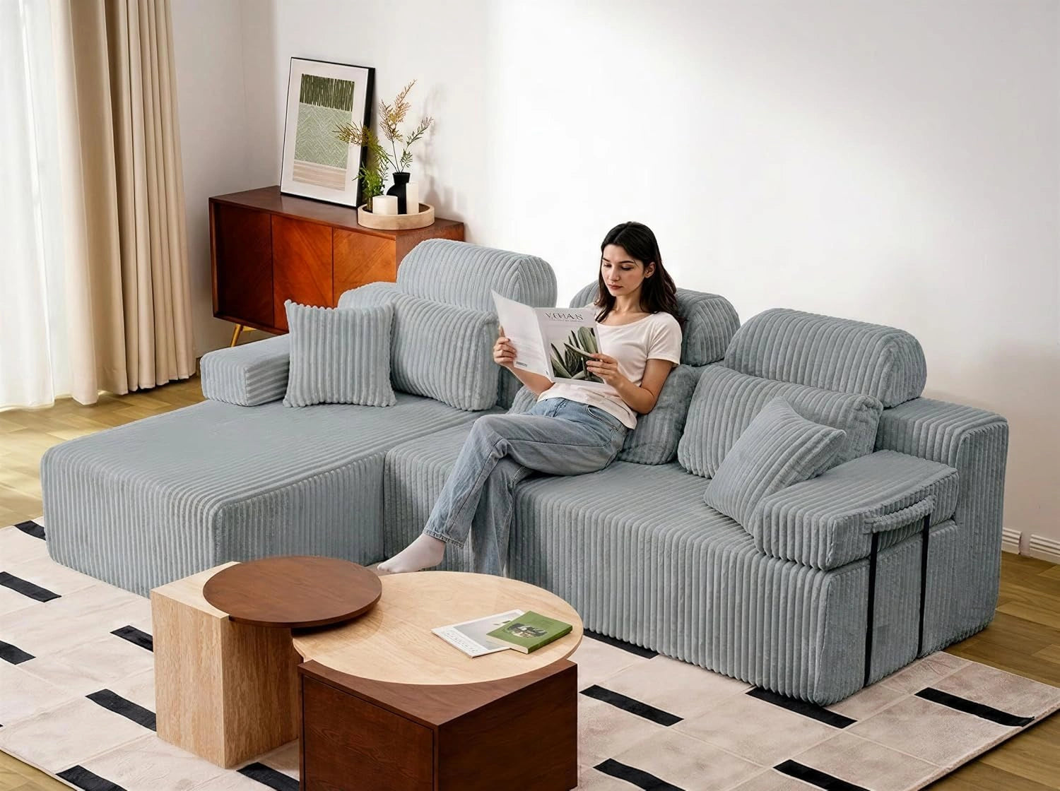 LHMSF08 Corner Sofa 270cm High Backrest L Shaped Sofa