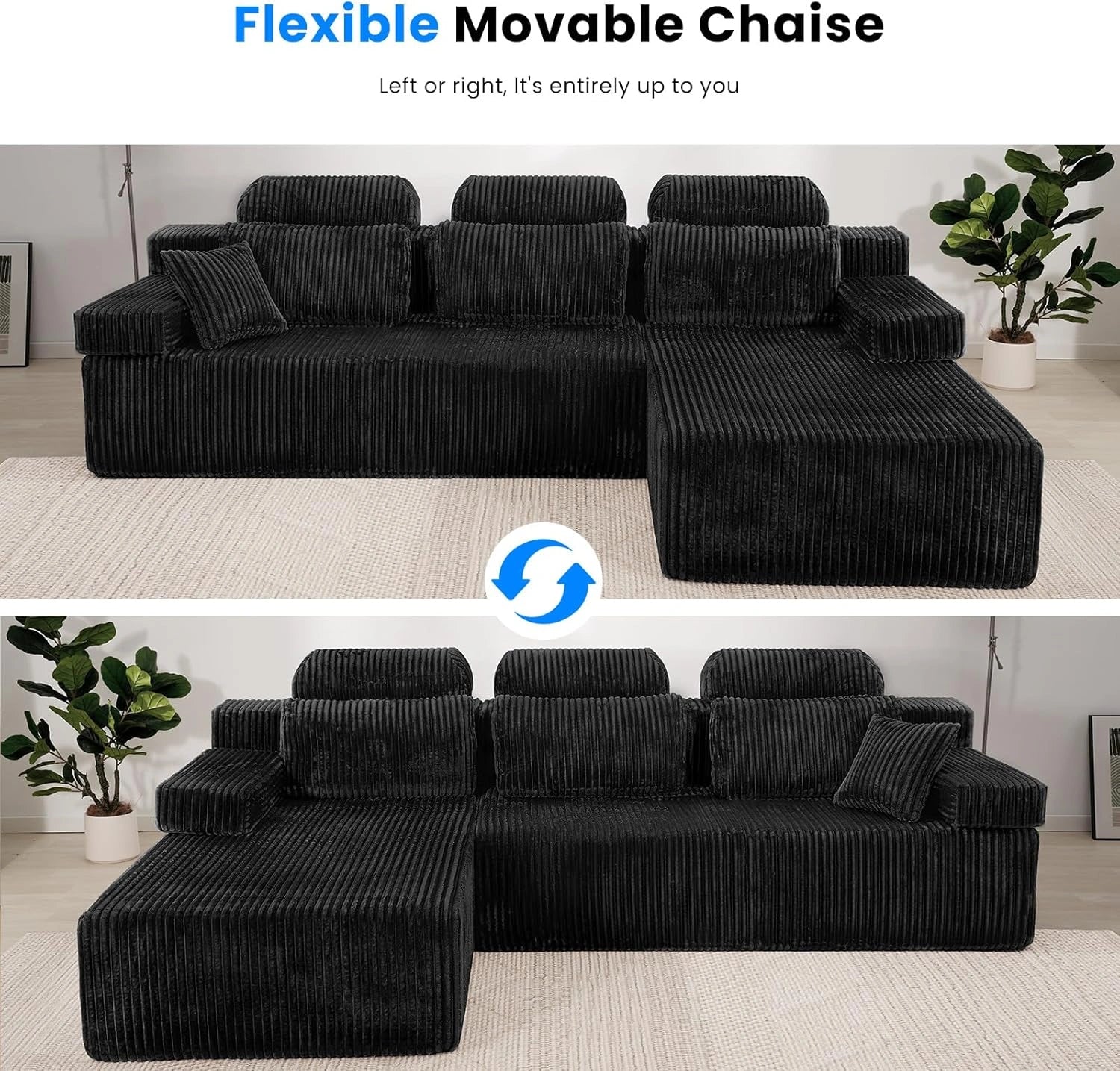 LHMSF08 Corner Sofa 270cm High Backrest L Shaped Sofa