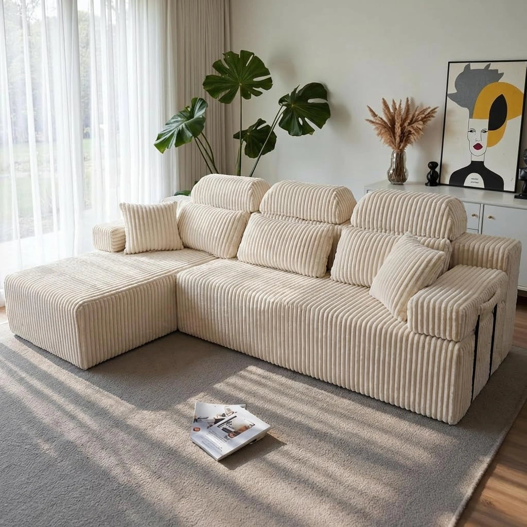 LH08 Corner Sofa 270cm High Backrest L Shaped Sofa