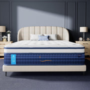 Hybrid Mattress –10.24 Inch Gel Memory Foam, 7 Zone Pocket Springs, Medium Firm, Edge Support, OEKO-TEX