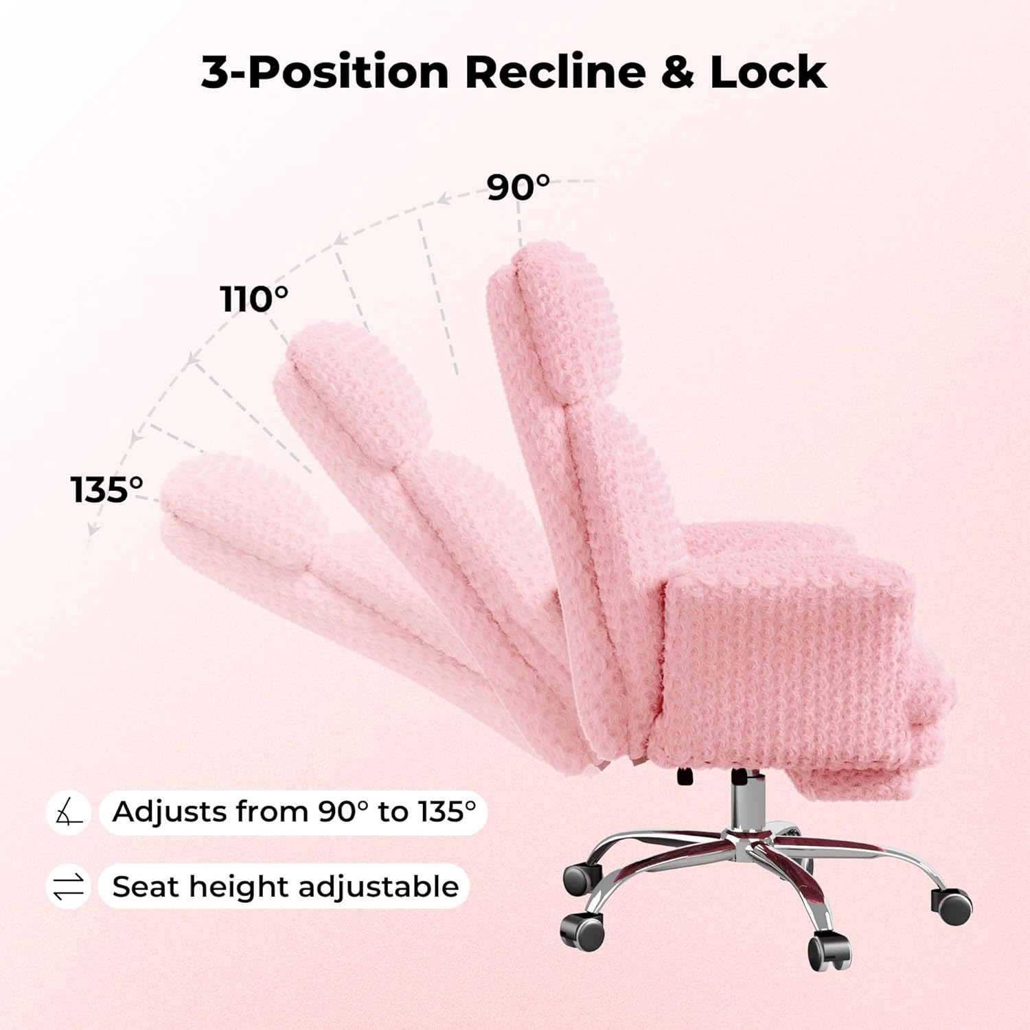 LBGYZ01 Rose Velvet Office Chair Wide Cross Legged Heavy Duty Desk Chair