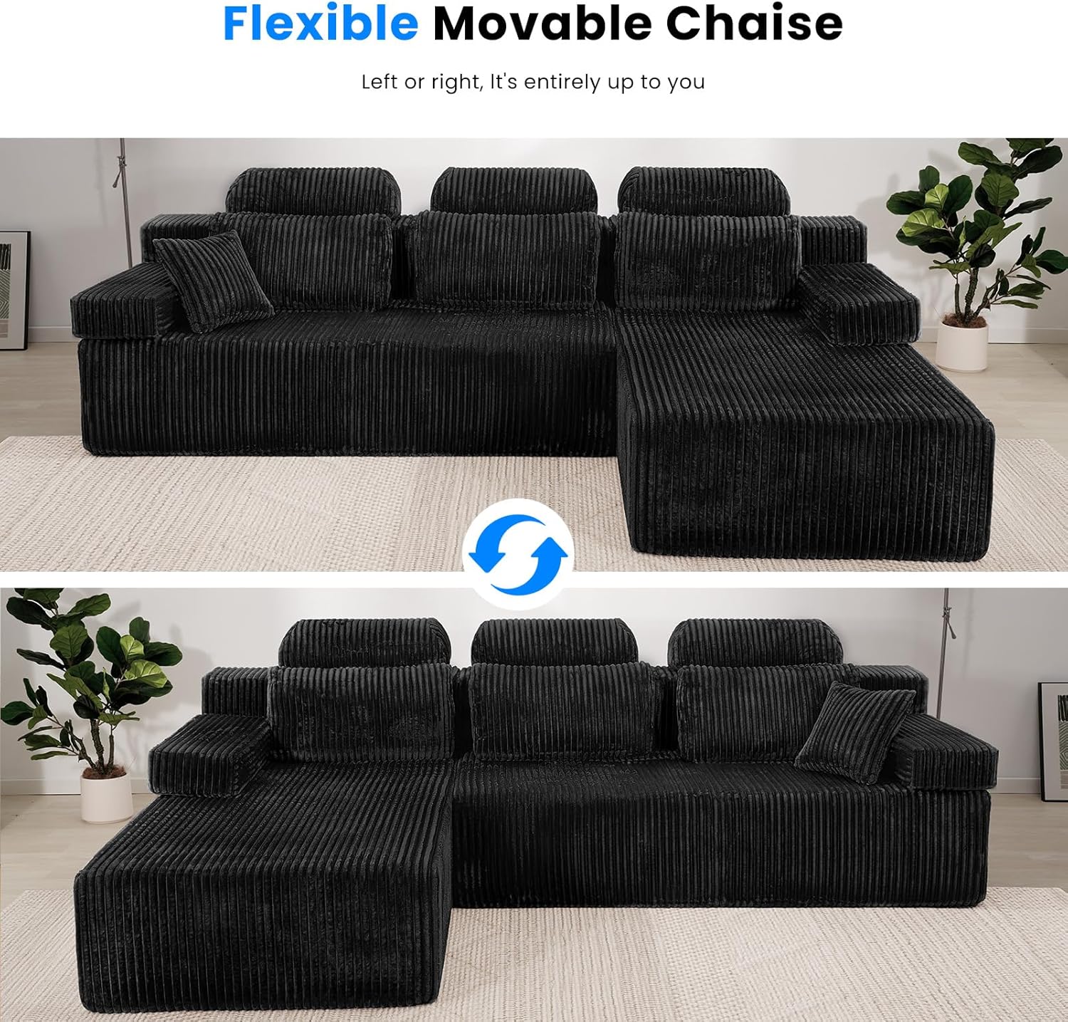 LHMSF14 U Shaped Sofa 360cm High Backrest Corner Sofa