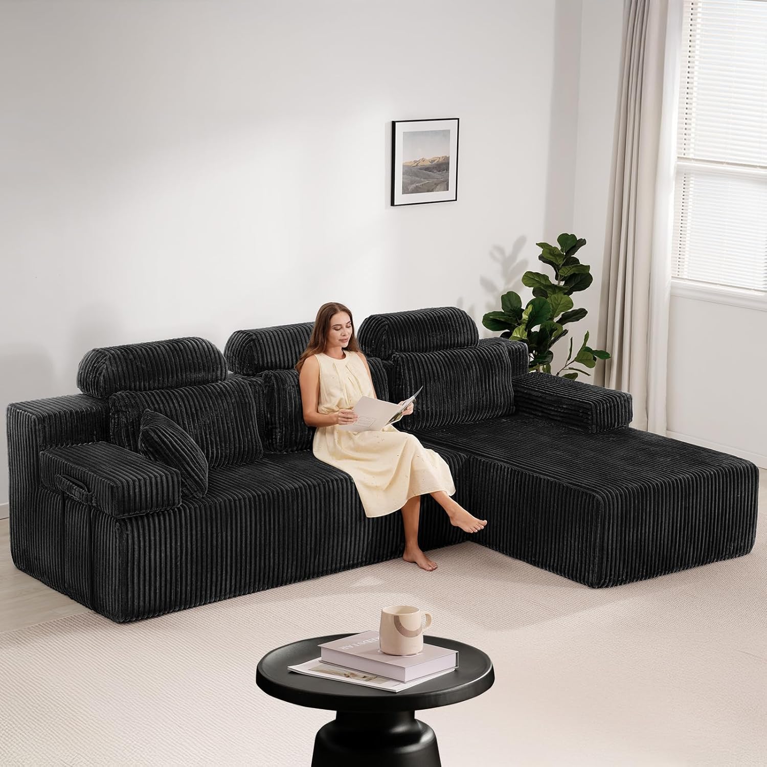 LHMSF14 U Shaped Sofa 360cm High Backrest Corner Sofa