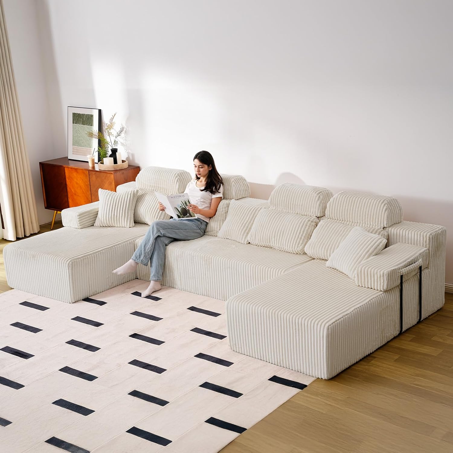 LHMSF14 U Shaped Sofa 360cm High Backrest Corner Sofa