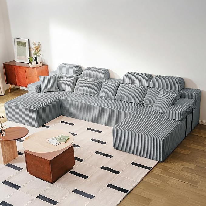 LHMSF14 U Shaped Sofa 360cm High Backrest Corner Sofa