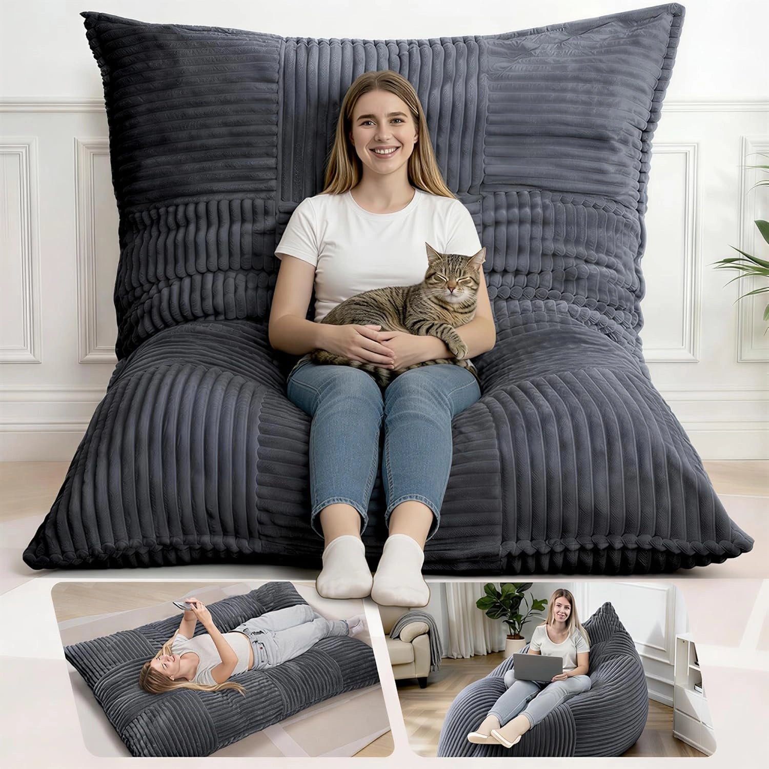 LD02 Bean Bag Chairs 3 1 Washable Giant Bean Bag