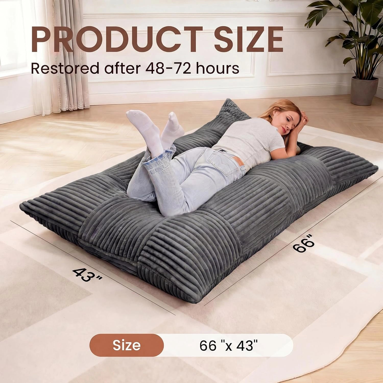 LDDSF02 Bean Bag Chairs for Adults 3 in 1 Washable Giant Bean Bag