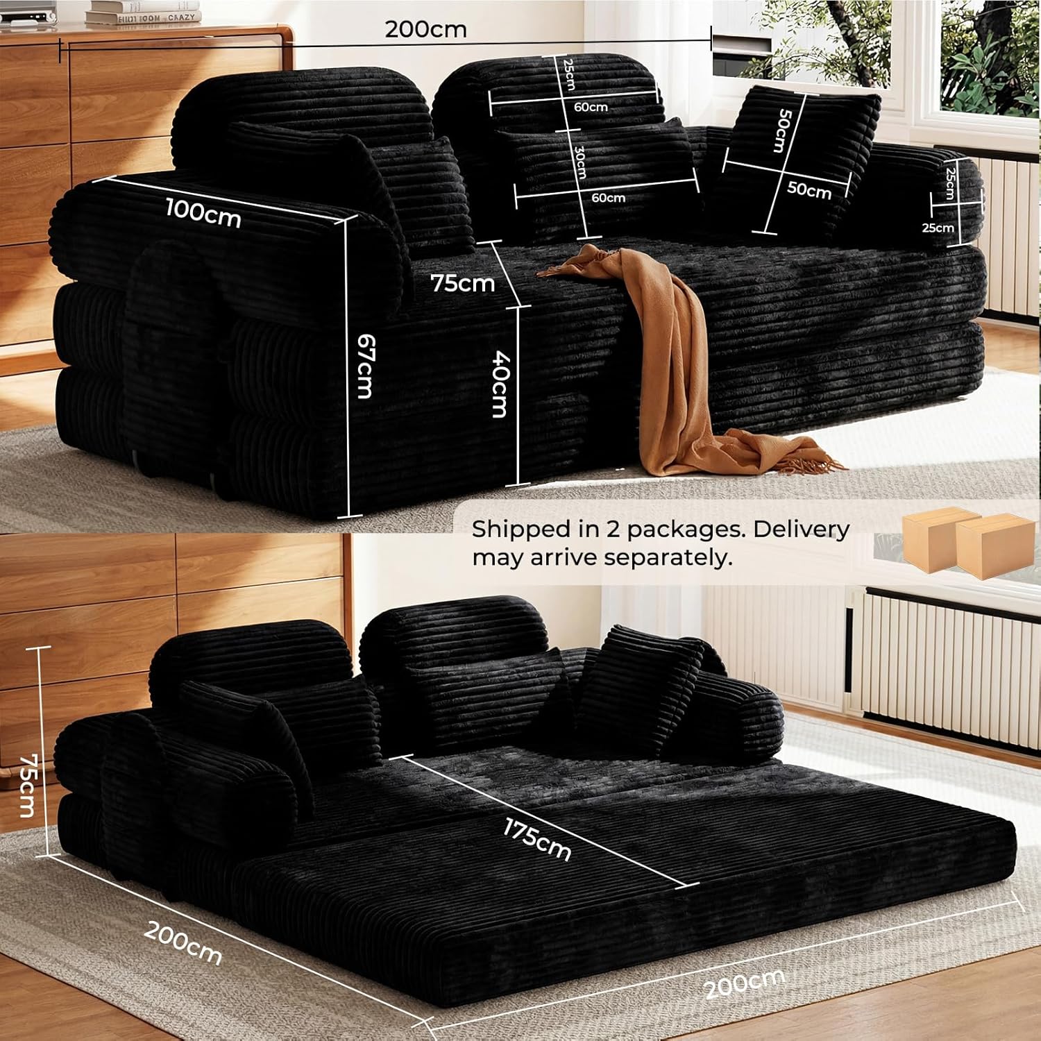 LHMSF14 Sofa Bed 5 in 1 High Backrest Double Sofa Bed