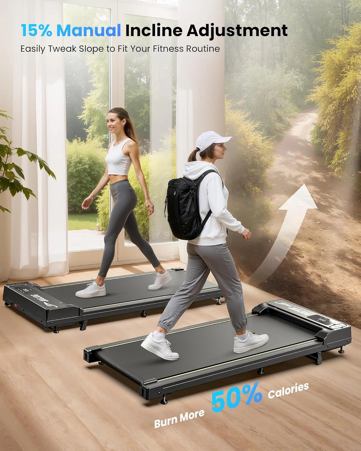 JT31 Walking Pad 15 Incline No Assembly Under Desk Treadmill