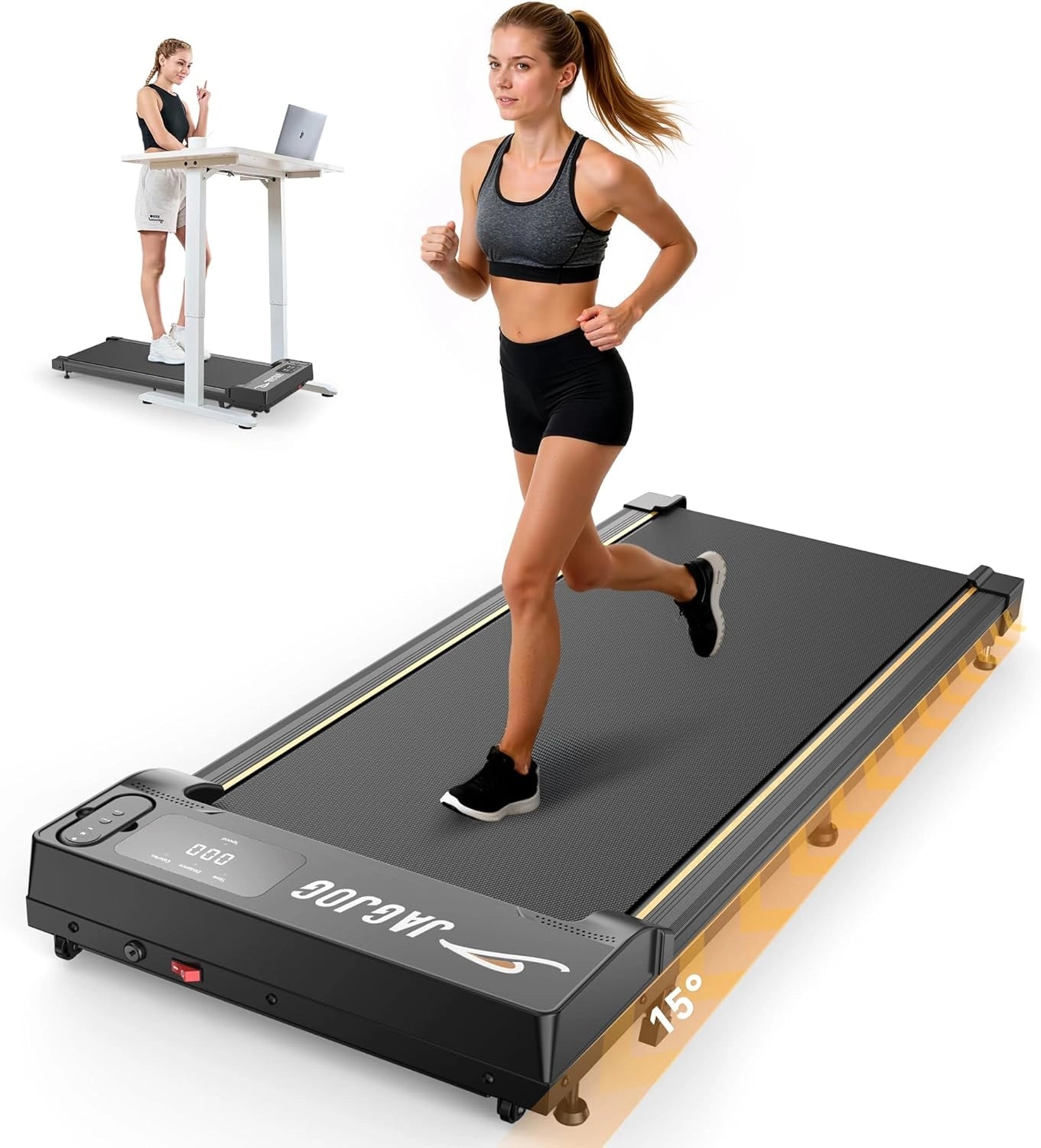 JT31 Walking Pad 15 Incline No Assembly Under Desk Treadmill