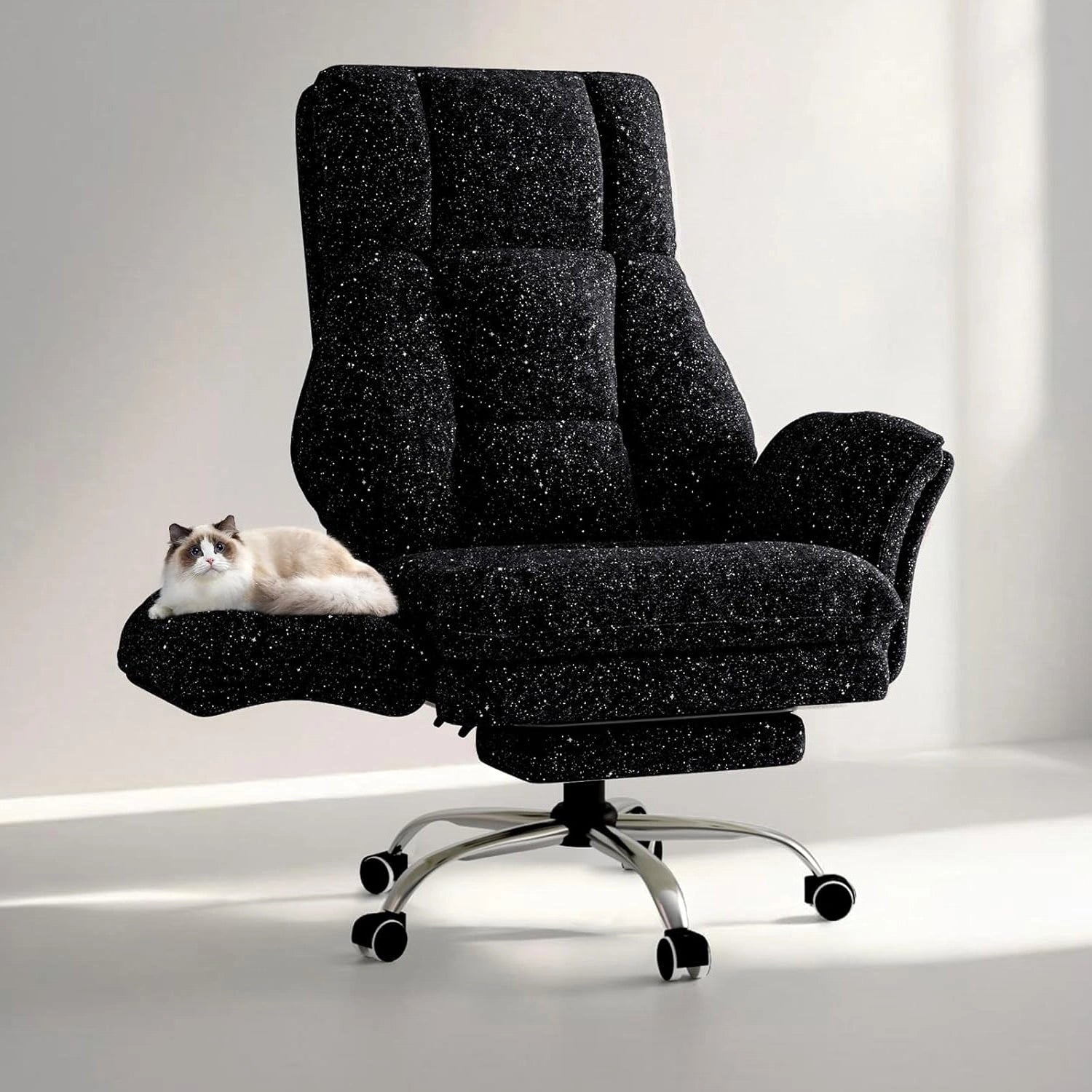 LB01 Office Chair Wide Cross Legged Heavy Duty Desk Chair black