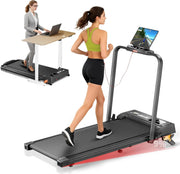 2-in-1 Folding Under Desk Treadmill with Handle