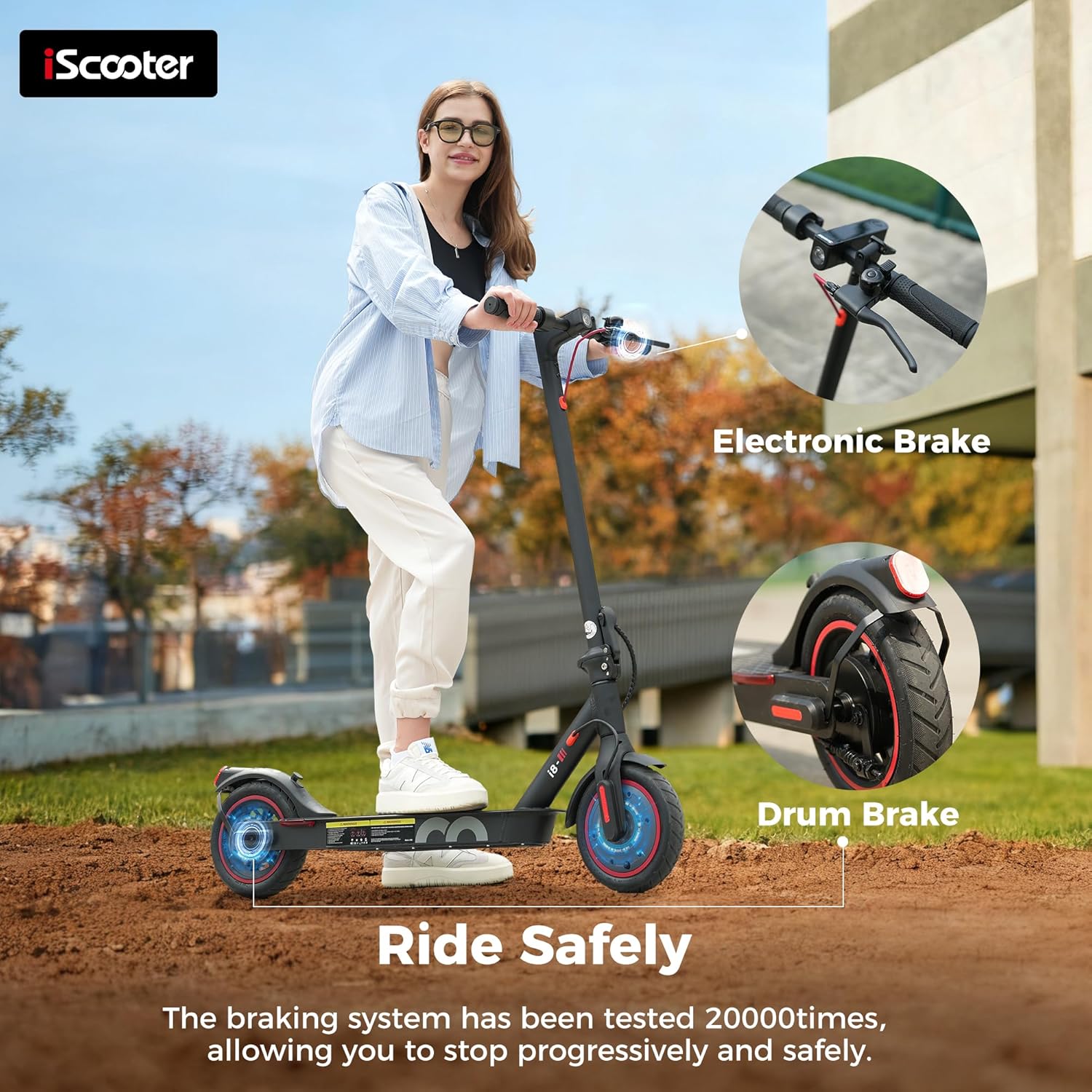 i8 Electric Scooter 350W 20–30KM Range, 8.5 Inch Tyres, 3 Speed Modes