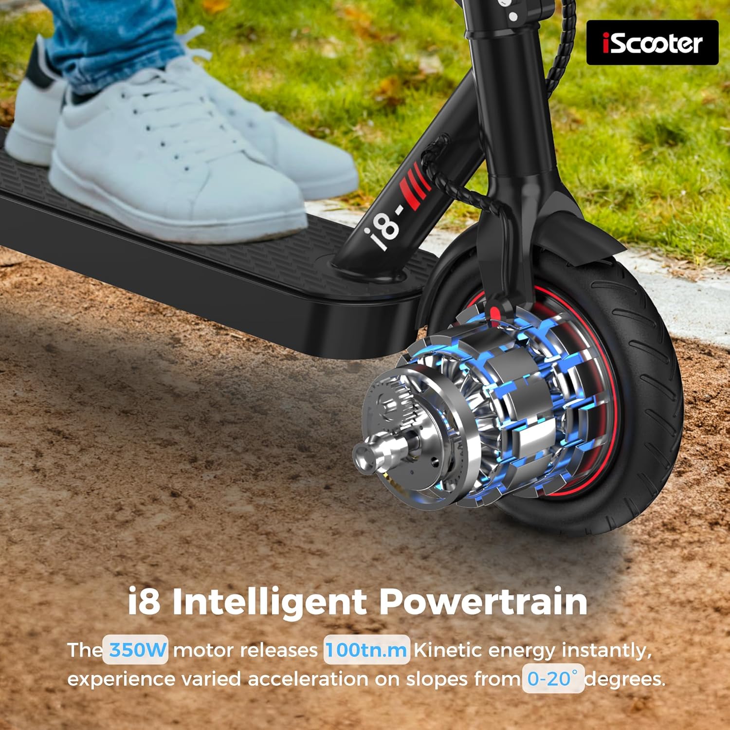 i8 Electric Scooter 350W 20–30KM Range, 8.5 Inch Tyres, 3 Speed Modes