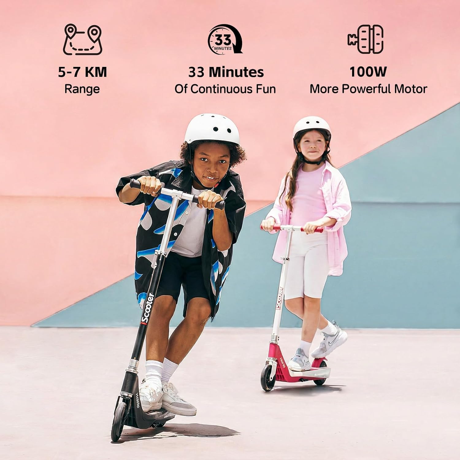iK1S Kids Electric Scooter, LED Front Wheels, 7KM Range, 15KM/H, 3.5H Charge
