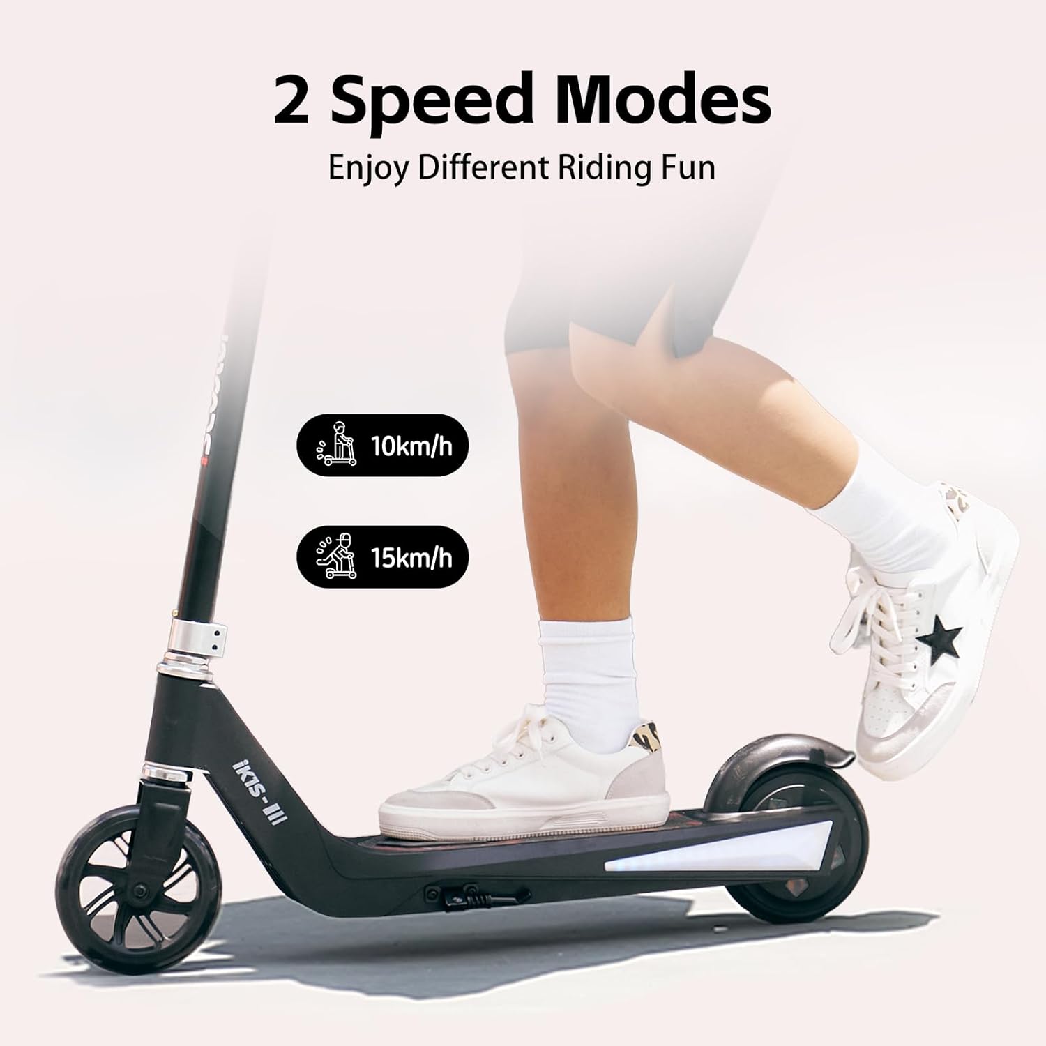 iK1S Kids Electric Scooter, LED Front Wheels, 7KM Range, 15KM/H, 3.5H Charge
