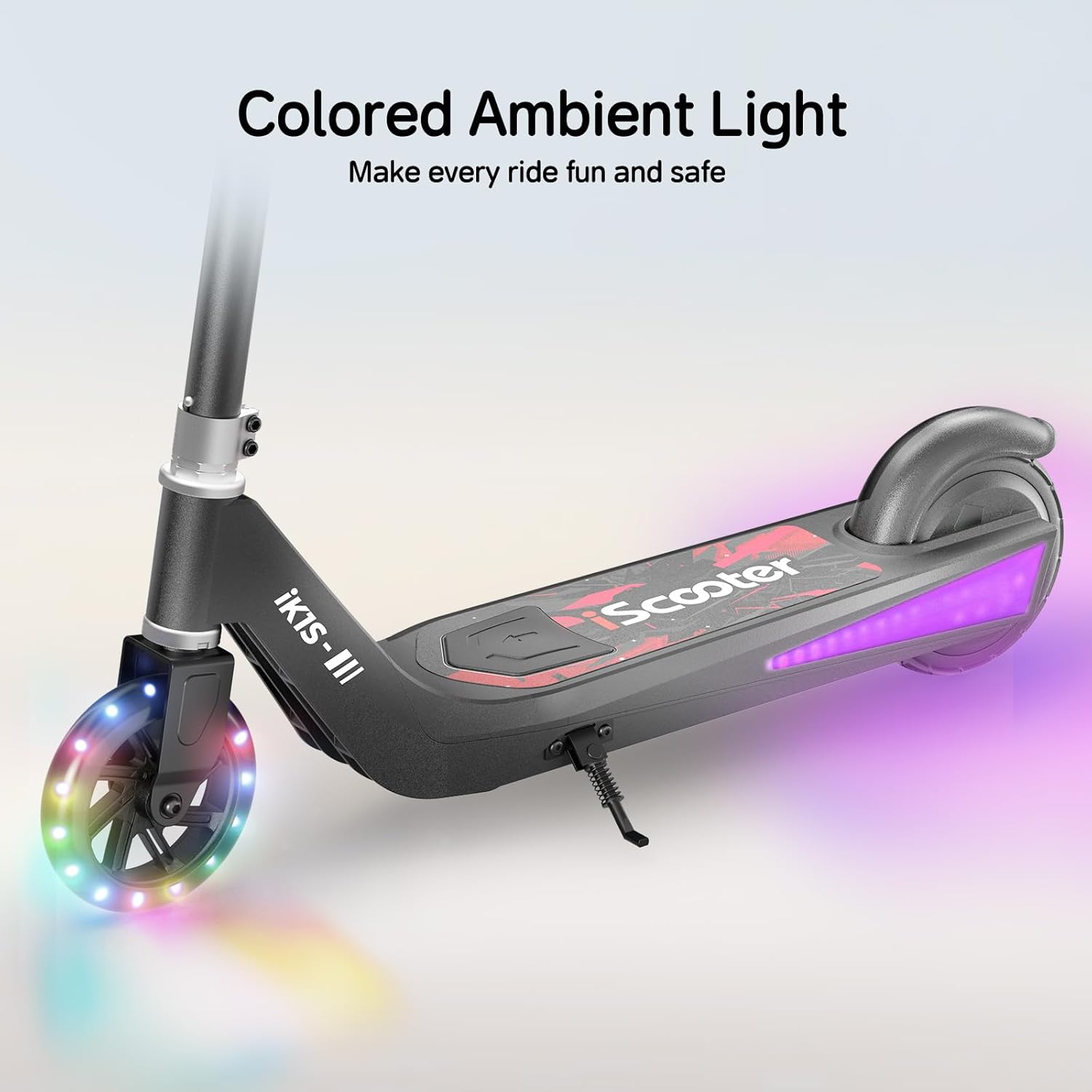 iK1S Kids Electric Scooter, LED Front Wheels, 7KM Range, 15KM/H, 3.5H Charge