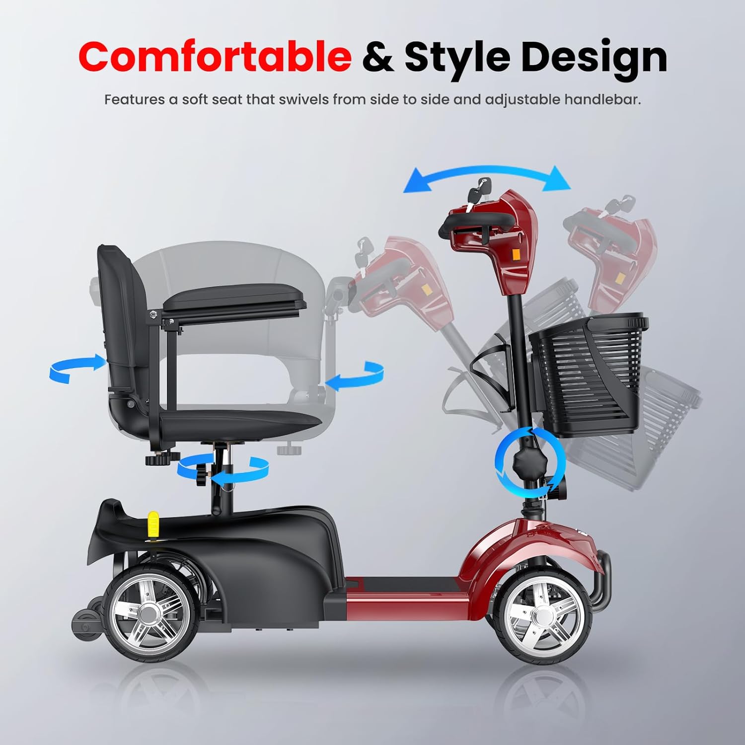 X-02 Mobility Scooter, 4-Wheel Electric Mobility Scooter for Adults, 20KM Range