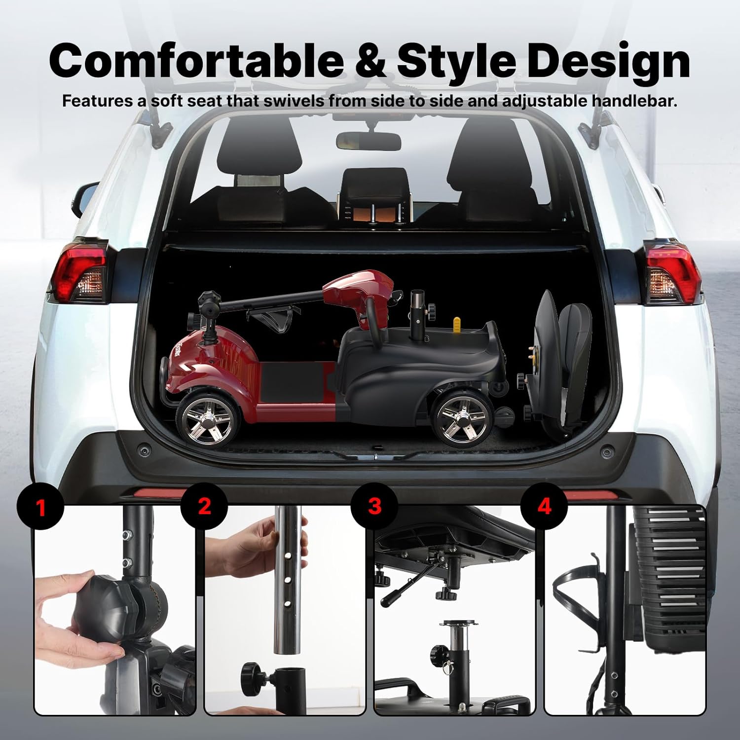 X-02 Mobility Scooter, 4-Wheel Electric Mobility Scooter for Adults, 20KM Range