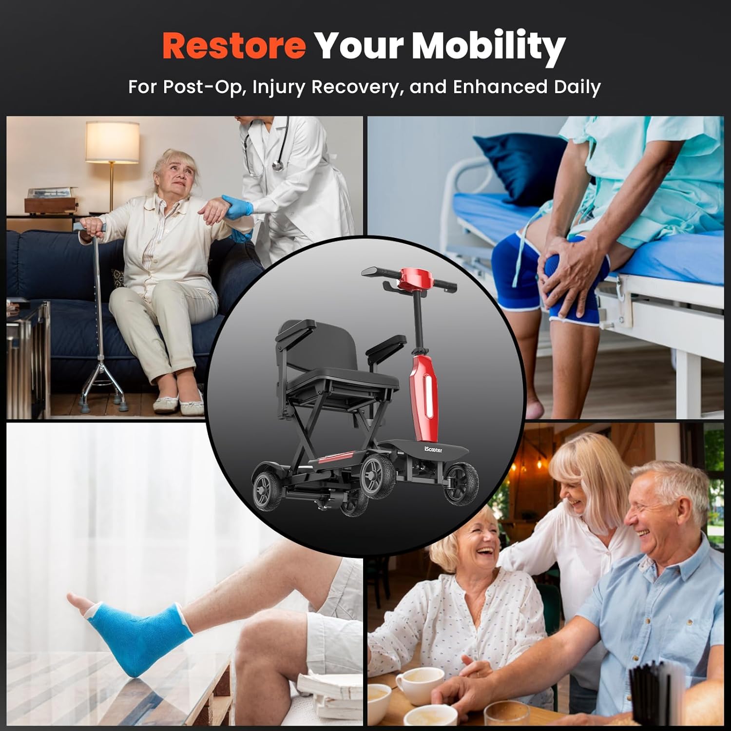 X11 Folding Mobility Scooter, 250W Motor, 30KM Range, 24V 15.6Ah