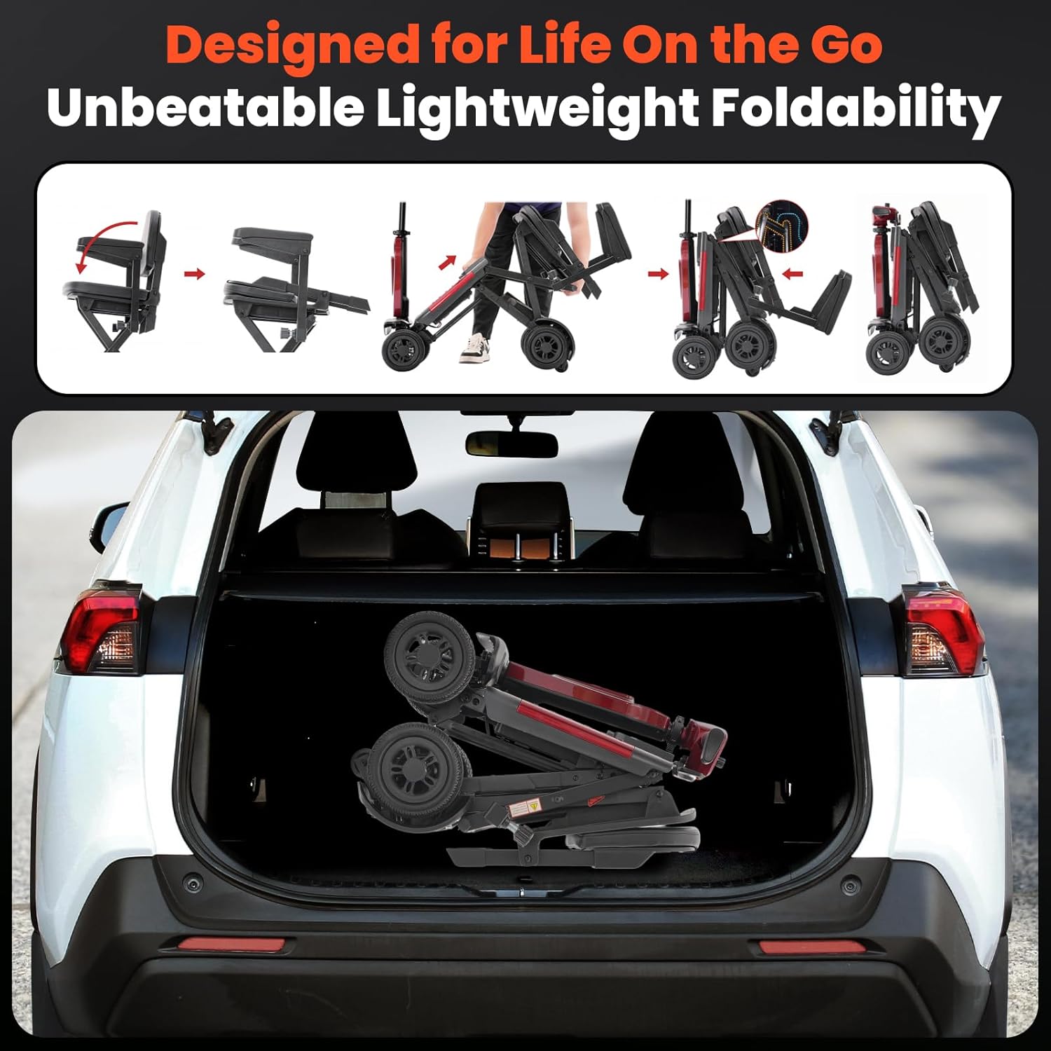 X11 Folding Mobility Scooter, 250W Motor, 30KM Range, 24V 15.6Ah